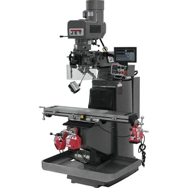 Jet - 9" Table Width x 49" Table Length, Electronic Variable Speed Control, 3 Phase Knee Milling Machine - 3 hp - Apex Tool & Supply