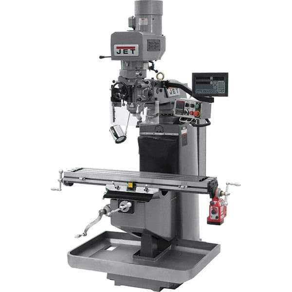 Jet - 9" Table Width x 49" Table Length, Electronic Variable Speed Control, 3 Phase Knee Milling Machine - 3 hp - Apex Tool & Supply