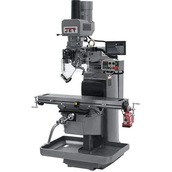Jet - 10" Table Width x 50" Table Length, Electronic Variable Speed Control, 3 Phase Knee Milling Machine - 3 hp - Apex Tool & Supply