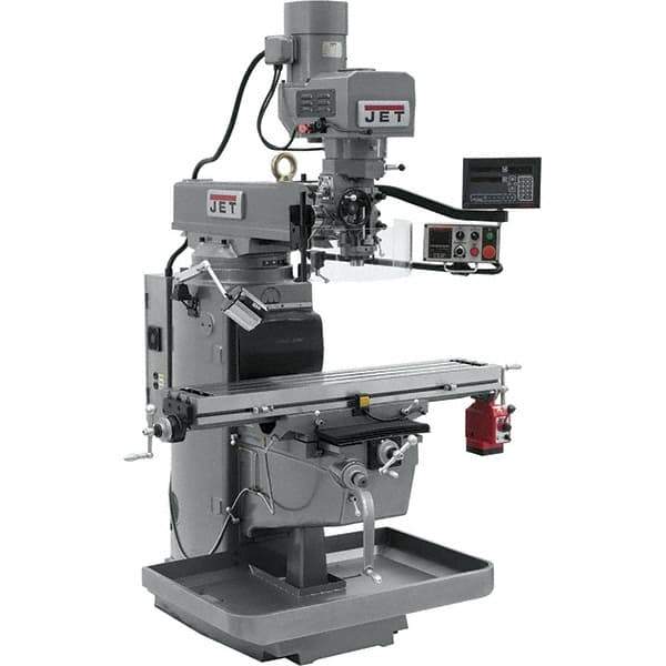 Jet - 10" Table Width x 50" Table Length, Electronic Variable Speed Control, 3 Phase Knee Milling Machine - 3 hp - Apex Tool & Supply