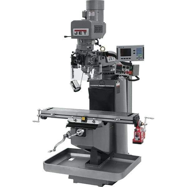 Jet - 9" Table Width x 49" Table Length, Electronic Variable Speed Control, 3 Phase Knee Milling Machine - 3 hp - Apex Tool & Supply