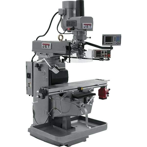 Jet - 10" Table Width x 50" Table Length, Electronic Variable Speed Control, 3 Phase Knee Milling Machine - 3 hp - Apex Tool & Supply