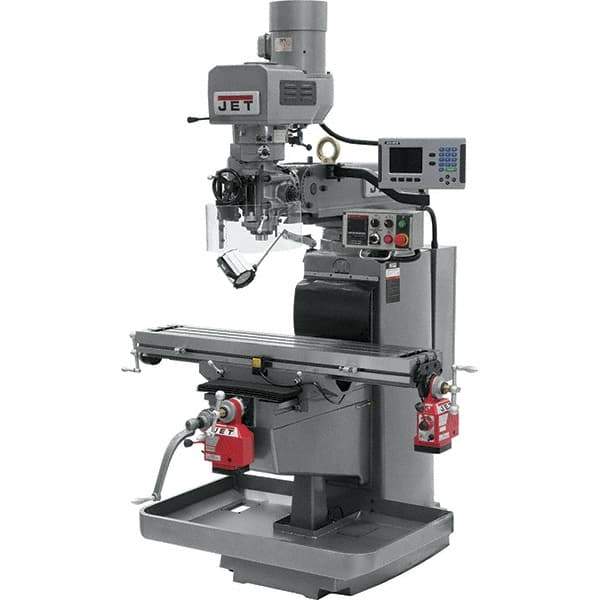 Jet - 10" Table Width x 50" Table Length, Electronic Variable Speed Control, 3 Phase Knee Milling Machine - 3 hp - Apex Tool & Supply