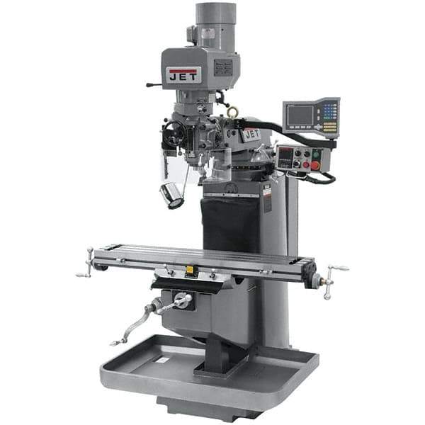 Jet - 9" Table Width x 49" Table Length, Electronic Variable Speed Control, 3 Phase Knee Milling Machine - 3 hp - Apex Tool & Supply