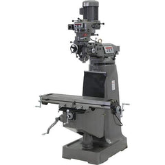 Jet - 9" Table Width x 42" Table Length, Step Pulley Control, 1 Phase Knee Milling Machine - 2 hp - Apex Tool & Supply