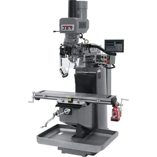 Jet - 9" Table Width x 49" Table Length, Electronic Variable Speed Control, 3 Phase Knee Milling Machine - 3 hp - Apex Tool & Supply