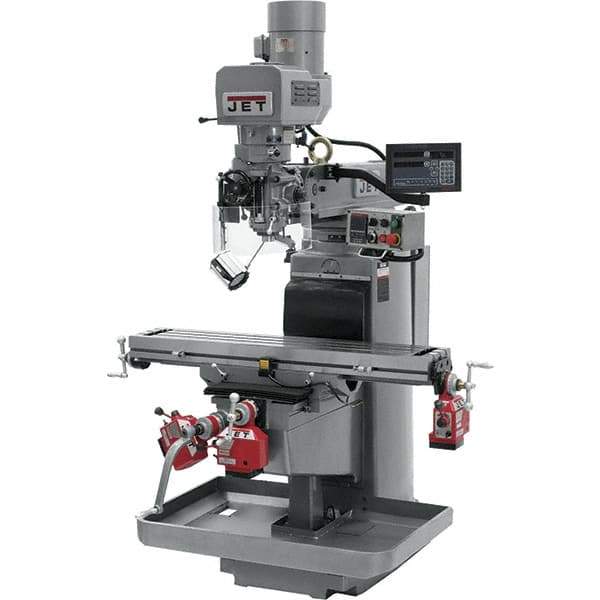 Jet - 10" Table Width x 50" Table Length, Electronic Variable Speed Control, 3 Phase Knee Milling Machine - 3 hp - Apex Tool & Supply