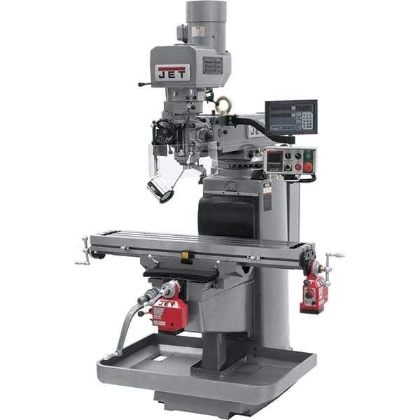 Jet - 10" Table Width x 50" Table Length, Electronic Variable Speed Control, 3 Phase Knee Milling Machine - 3 hp - Apex Tool & Supply