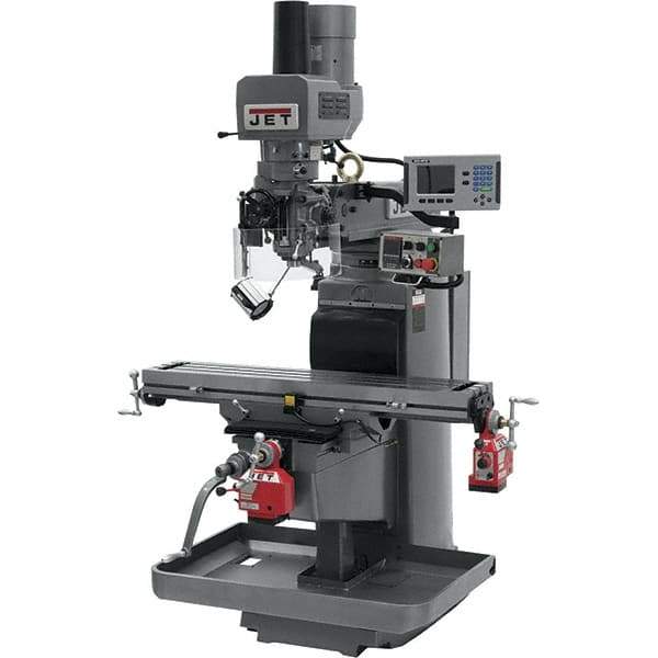 Jet - 10" Table Width x 50" Table Length, Electronic Variable Speed Control, 3 Phase Knee Milling Machine - 3 hp - Apex Tool & Supply