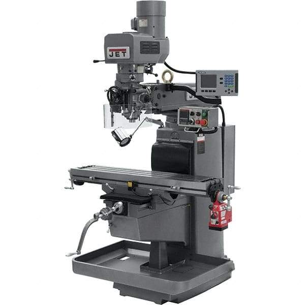Jet - 10" Table Width x 50" Table Length, Electronic Variable Speed Control, 3 Phase Knee Milling Machine - 3 hp - Apex Tool & Supply