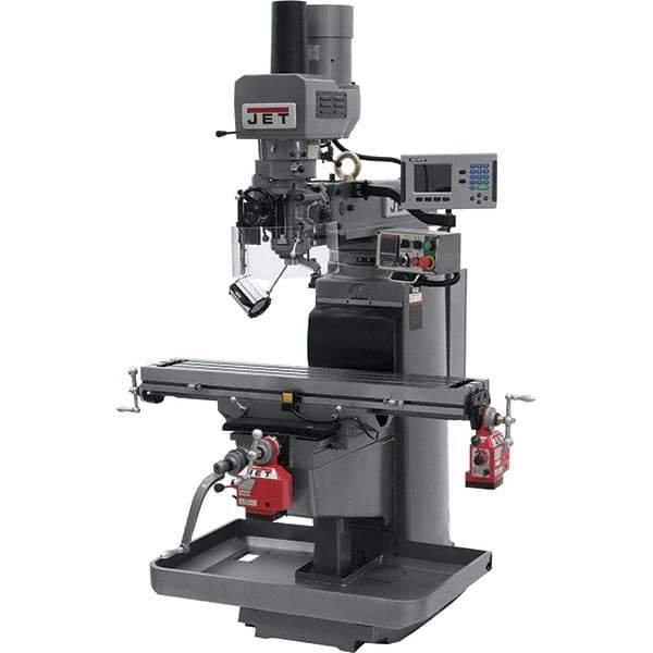 Jet - 10" Table Width x 50" Table Length, Electronic Variable Speed Control, 3 Phase Knee Milling Machine - 3 hp - Apex Tool & Supply