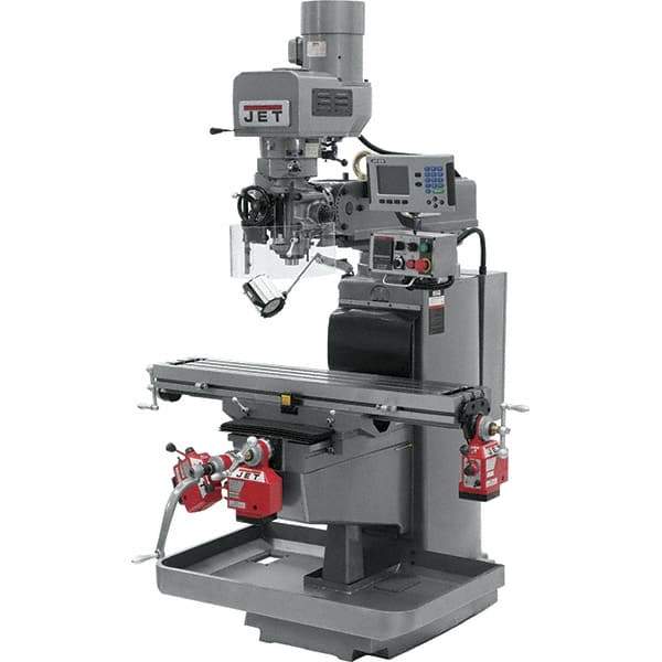 Jet - 10" Table Width x 50" Table Length, Electronic Variable Speed Control, 3 Phase Knee Milling Machine - 3 hp - Apex Tool & Supply