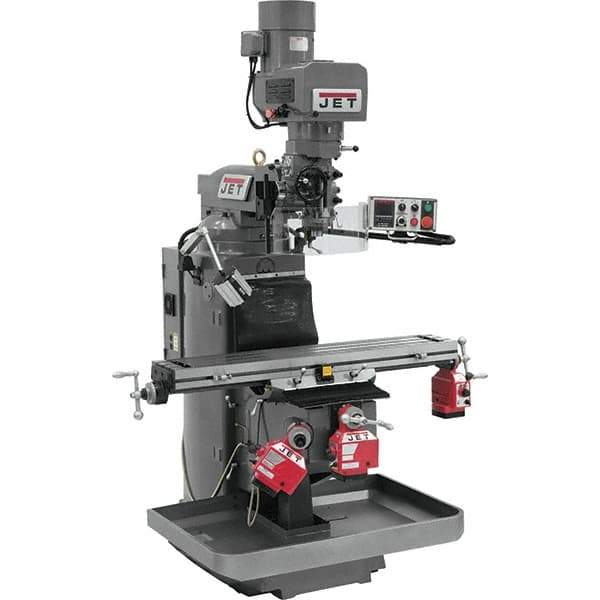 Jet - 9" Table Width x 49" Table Length, Electronic Variable Speed Control, 3 Phase Knee Milling Machine - 3 hp - Apex Tool & Supply