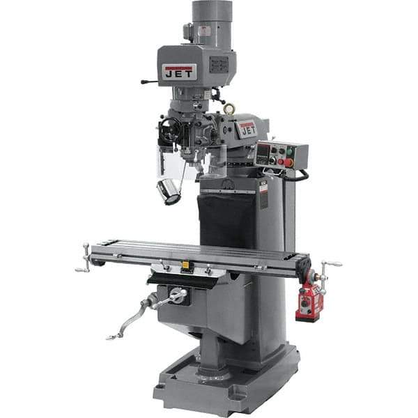 Jet - 9" Table Width x 49" Table Length, Electronic Variable Speed Control, 3 Phase Knee Milling Machine - 3 hp - Apex Tool & Supply
