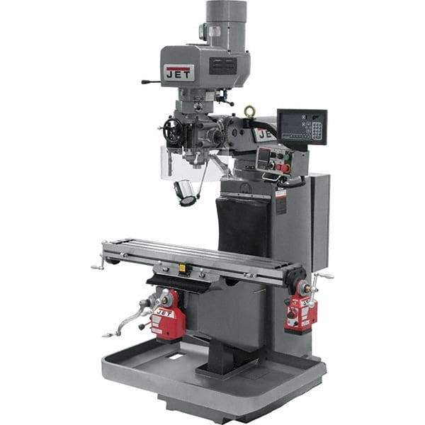 Jet - 9" Table Width x 49" Table Length, Electronic Variable Speed Control, 3 Phase Knee Milling Machine - 3 hp - Apex Tool & Supply