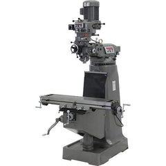 Jet - 9" Table Width x 42" Table Length, Step Pulley Control, 1 Phase Knee Milling Machine - 2 hp - Apex Tool & Supply