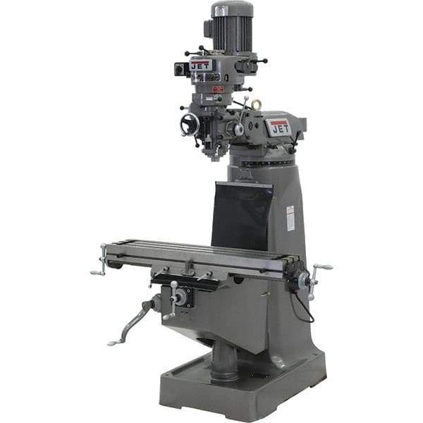Jet - 9" Table Width x 42" Table Length, Step Pulley Control, 1 Phase Knee Milling Machine - 2 hp - Apex Tool & Supply