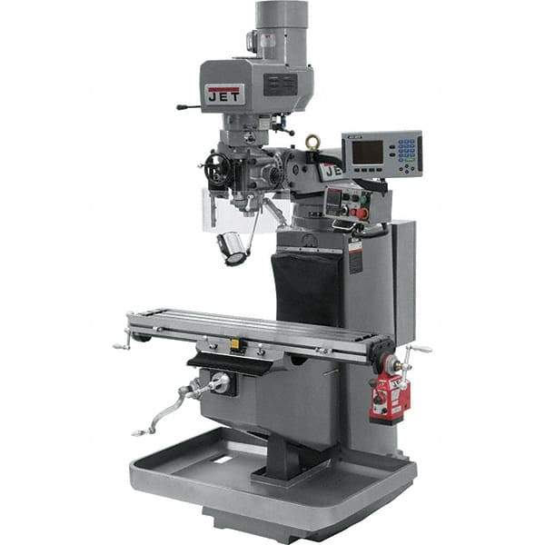 Jet - 9" Table Width x 49" Table Length, Electronic Variable Speed Control, 3 Phase Knee Milling Machine - 3 hp - Apex Tool & Supply