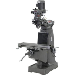 Jet - 9" Table Width x 42" Table Length, Step Pulley Control, 3 Phase Knee Milling Machine - 2 hp - Apex Tool & Supply