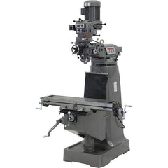 Jet - 9" Table Width x 42" Table Length, Step Pulley Control, 1 Phase Knee Milling Machine - 2 hp - Apex Tool & Supply