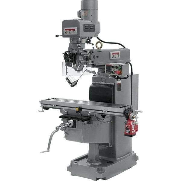 Jet - 10" Table Width x 50" Table Length, Electronic Variable Speed Control, 3 Phase Knee Milling Machine - 3 hp - Apex Tool & Supply