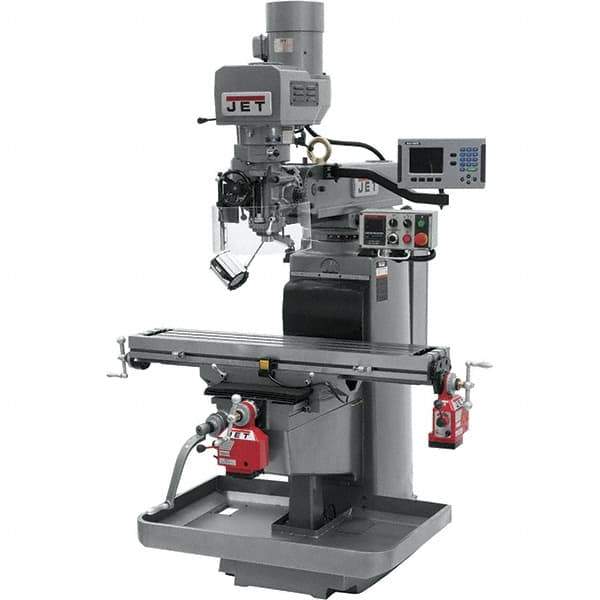 Jet - 10" Table Width x 50" Table Length, Electronic Variable Speed Control, 3 Phase Knee Milling Machine - 3 hp - Apex Tool & Supply