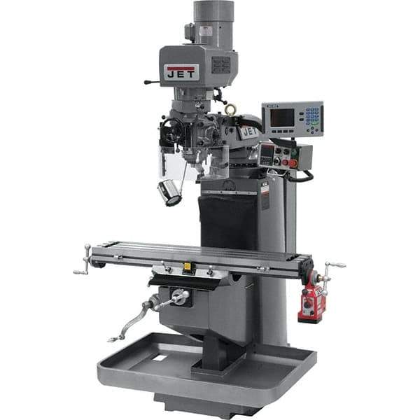 Jet - 9" Table Width x 49" Table Length, Electronic Variable Speed Control, 3 Phase Knee Milling Machine - 3 hp - Apex Tool & Supply