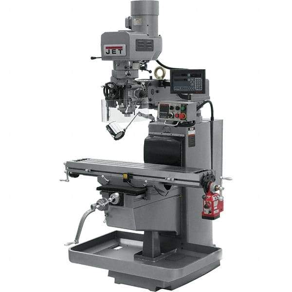 Jet - 10" Table Width x 50" Table Length, Electronic Variable Speed Control, 3 Phase Knee Milling Machine - 3 hp - Apex Tool & Supply