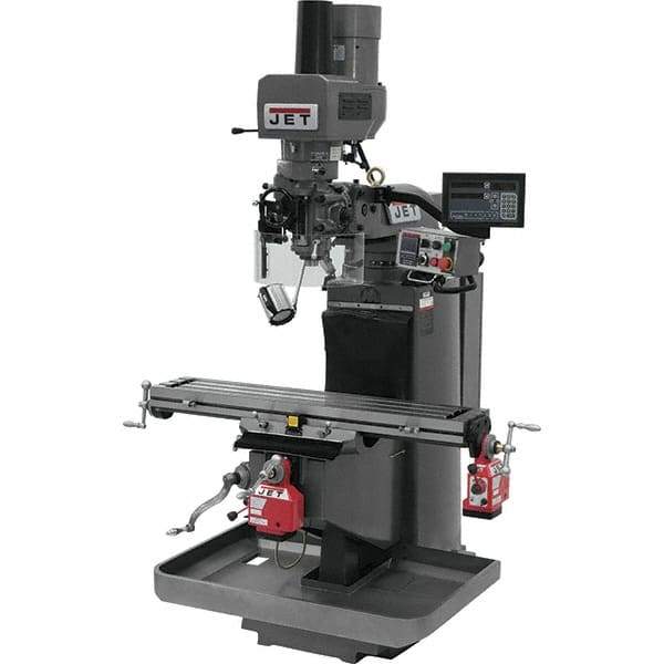 Jet - 9" Table Width x 49" Table Length, Electronic Variable Speed Control, 3 Phase Knee Milling Machine - 3 hp - Apex Tool & Supply