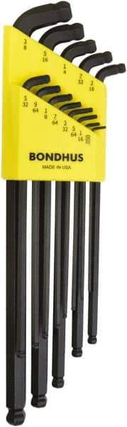 Bondhus - 13 Piece L-Key Ball End Hex Key Set - Hex Range 0.05 to 3/8", Protanium High Torque Steel - Apex Tool & Supply