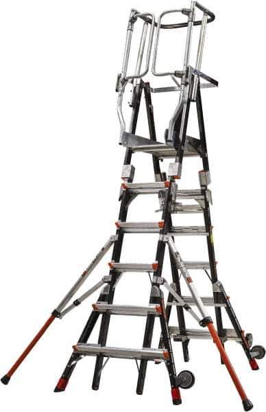 Little Giant Ladder - 6 Steps, 10' 7"' High, Type IAA Rating, Fiberglass Step Ladder - 375 Lb Load Capacity, 42" Base Width - Apex Tool & Supply