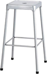 Safco - 29 Inch High, Stationary Drafting, Warehouse and Industrial Stool - 17 Inch Deep x 17 Inch Wide, Steel Seat, Silver - Apex Tool & Supply