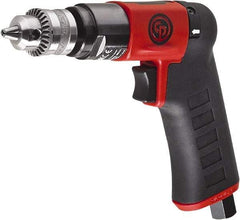 Chicago Pneumatic - 1/4" Reversible Keyed Chuck - Pistol Grip Handle, 2,800 RPM, 0.3 hp, 90 psi - Apex Tool & Supply