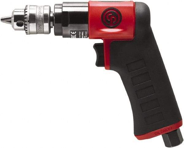 Chicago Pneumatic - 1/4" Keyed Chuck - Pistol Grip Handle, 3,300 RPM, 0.3 hp, 90 psi - Apex Tool & Supply
