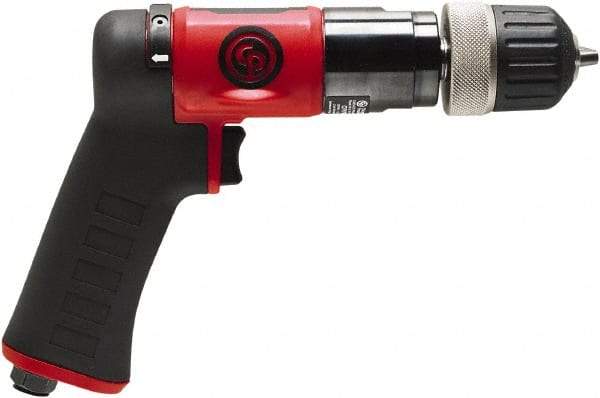 Chicago Pneumatic - 3/8" Reversible Keyless Chuck - Pistol Grip Handle, 2,100 RPM, 0.5 hp, 90 psi - Apex Tool & Supply