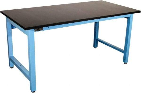 Proline - 60 Wide x 30" Deep x 36" High, Epoxy Resin Workbench - Adjustable Height Legs, Blue - Apex Tool & Supply