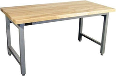 Proline - 60 Wide x 30" Deep x 36" High, Butcher Block Maple Workbench - Adjustable Height Legs, Gray - Apex Tool & Supply