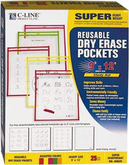 C-LINE - 25 Piece Assorted Colors Neon Colors Storage Pockets - 12" High x 9" Wide - Apex Tool & Supply