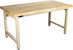Proline - 72 Wide x 30" Deep x 36" High, Butcher Block Maple Workbench - Adjustable Height Legs, Beige - Apex Tool & Supply