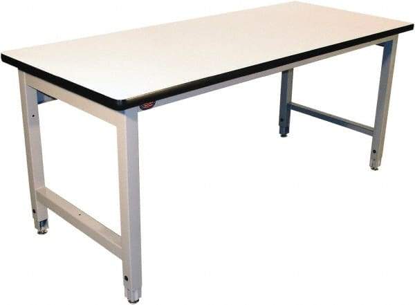 Proline - 72 Wide x 30" Deep x 36" High, Plastic Laminate Workbench - Adjustable Height Legs, Gray - Apex Tool & Supply