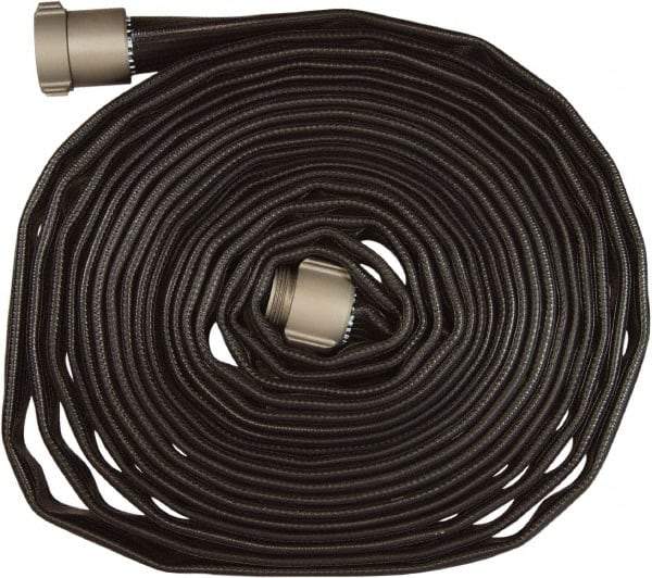 Dixon Valve & Coupling - 1-1/2" ID, 200 Working psi, Black Nitrile Fire Hose - Male x Female NPSH Ends, 50' Long, 600 Burst psi - Apex Tool & Supply