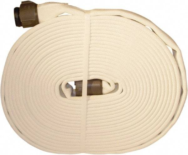 Dixon Valve & Coupling - 2-1/2" ID, 360 Working psi, White Polyester Fire Hose - Male x Female NST (NH) Ends, 100' Long, 1,080 Burst psi - Apex Tool & Supply