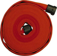 Dixon Valve & Coupling - 1-1/2" ID, 225 Working psi, Orange Polyester/Rubber Fire Hose, Single Jacket - Male x Female NPSH Ends, 50' Long, 675 Burst psi - Apex Tool & Supply