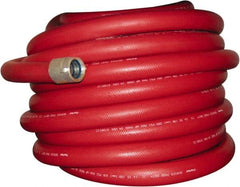 Dixon Valve & Coupling - 1-1/2" ID, 225 Working psi, Red Polyester/Rubber Fire Hose, Single Jacket - Male x Female NPSH Ends, 50' Long, 675 Burst psi - Apex Tool & Supply