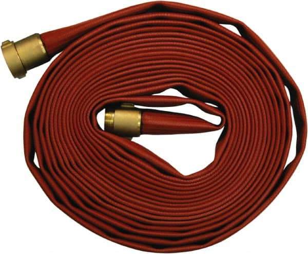 Dixon Valve & Coupling - 1-1/2" ID, 225 Working psi, White Polyester/Rubber Fire Hose, Single Jacket - Male x Female NST (NH) Ends, 100' Long, 675 Burst psi - Apex Tool & Supply