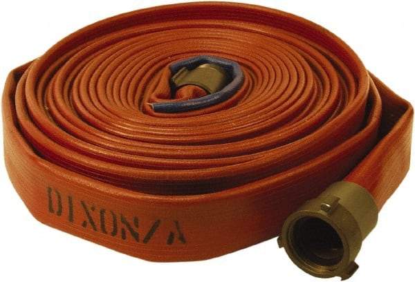 Dixon Valve & Coupling - 1" ID, 225 Working psi, White Polyester/Rubber Fire Hose, Single Jacket - Male x Female NPSH Ends, 50' Long, 675 Burst psi - Apex Tool & Supply