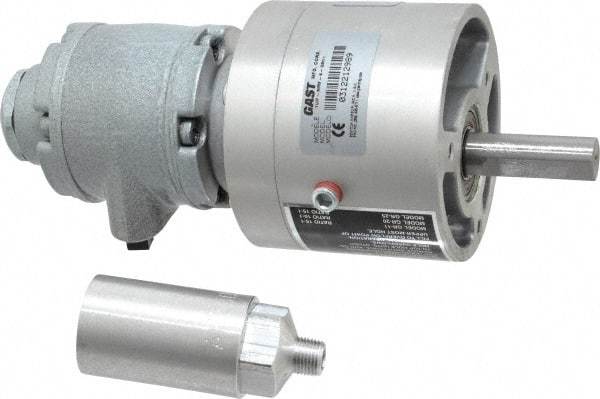 Gast - 1/3 hp Reversible Face Air Actuated Motor - 15:1 Gear Ratio, 400 Max RPM, 7.31" OAL, 1/2" Shaft Diam - Apex Tool & Supply