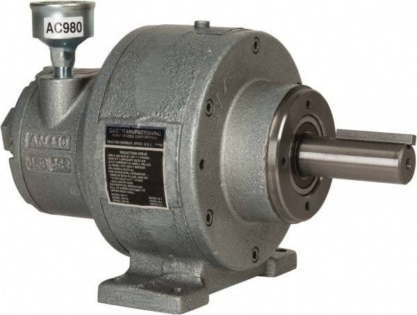 Gast - 1-1/2 hp Reversible Face/Foot Air Actuated Motor - 10:1 Gear Ratio, 300 Max RPM, 11.56" OAL, 1" Shaft Diam - Apex Tool & Supply