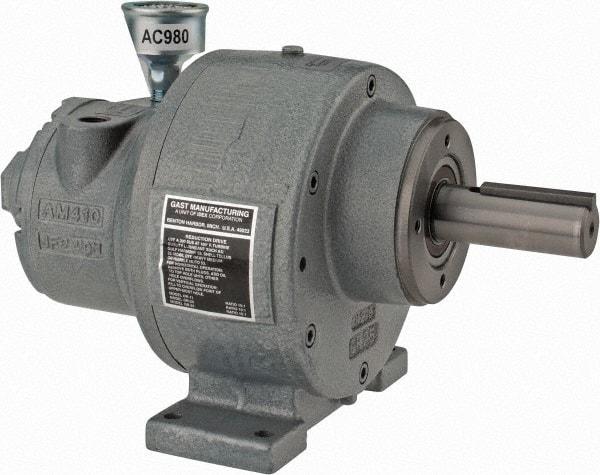 Gast - 1-1/4 hp Reversible Face/Foot Air Actuated Motor - 15:1 Gear Ratio, 200 Max RPM, 11.56" OAL, 1" Shaft Diam - Apex Tool & Supply