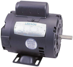 Leeson - 1-1/2 Max hp, 1,740 Max RPM, Electric AC DC Motor - 115, 208, 230 V Input, Single Phase, 145T Frame - Apex Tool & Supply